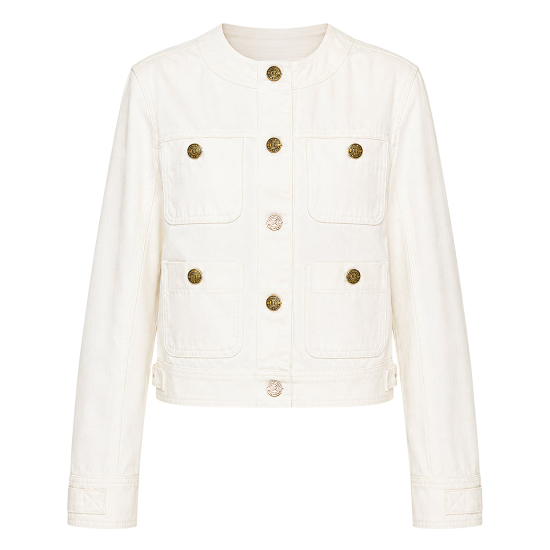 Four Pocket Round Collar Denim Jacket