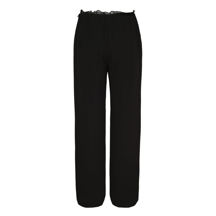 Black Lace Trim Wide Pants