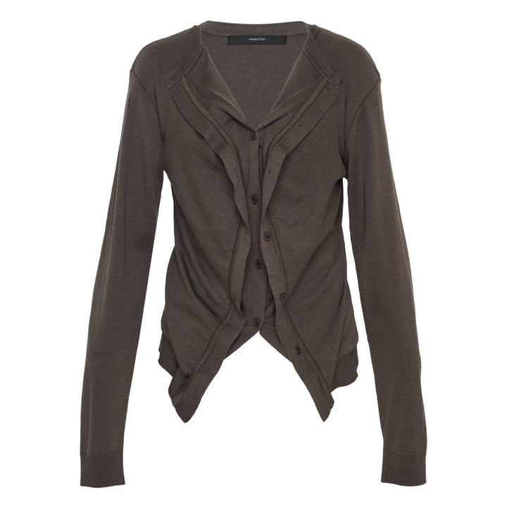Dark Khaki Draped Cardigan