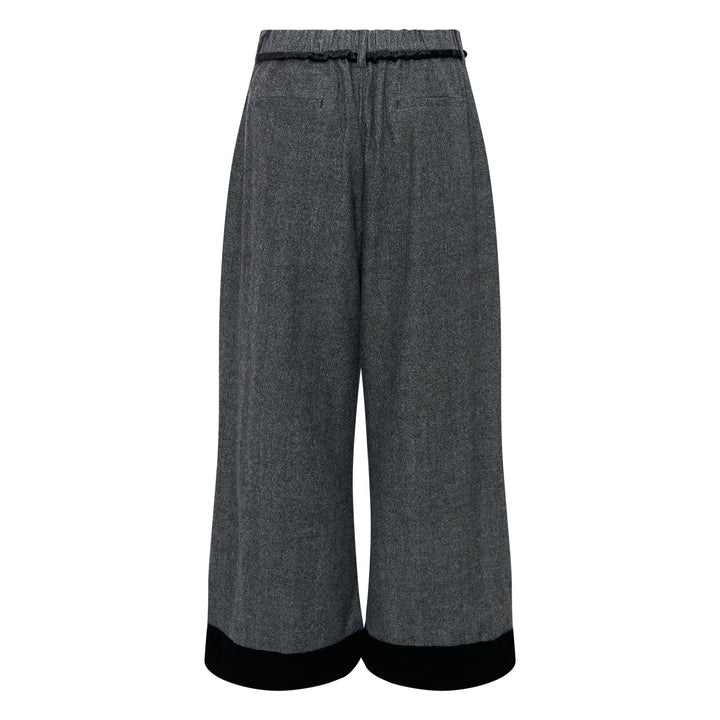 Wide-Leg Herringbone Trousers