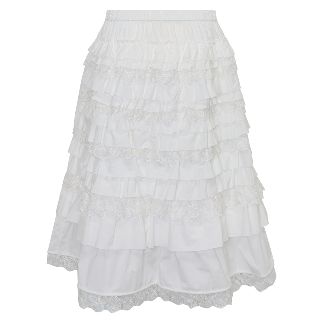 Midi Ruffle Lace Skirt