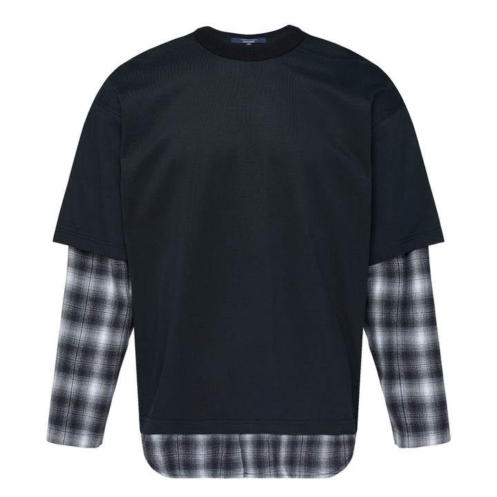 Layered Plaid Sleeve Tee