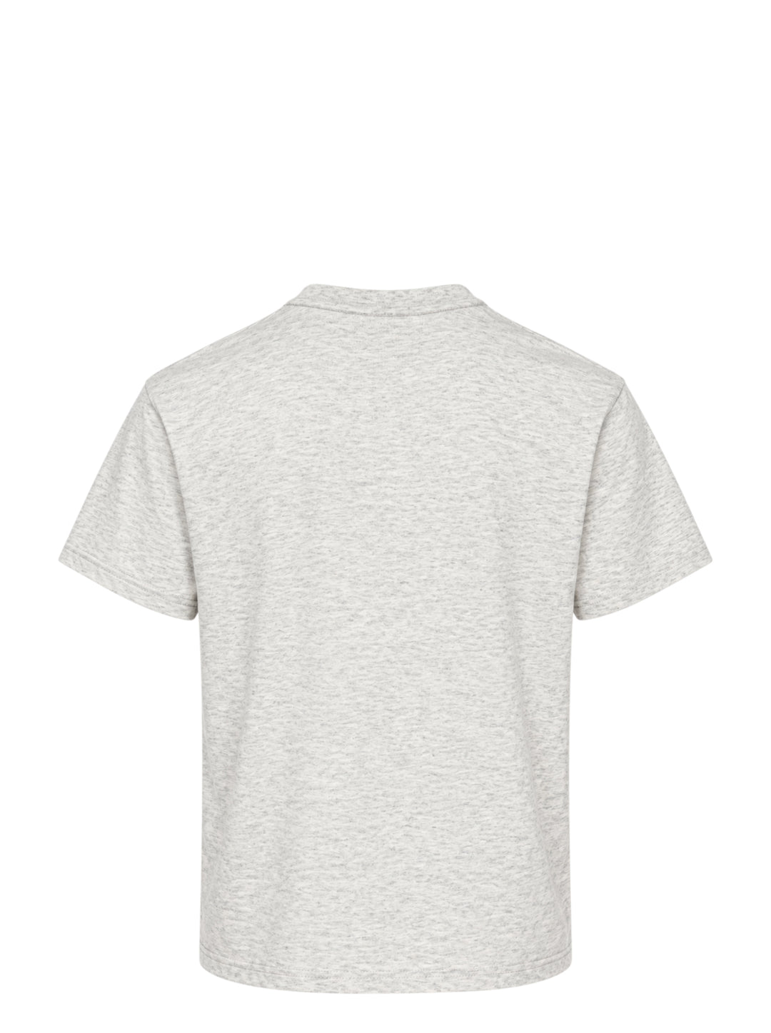 thisisneverthat Running Dogs Graphic Tee in heather grey, featuring a cartoon illustration of three running dogs in brown, golden, and black with the thisisneverthat logo printed below in blue - view 2