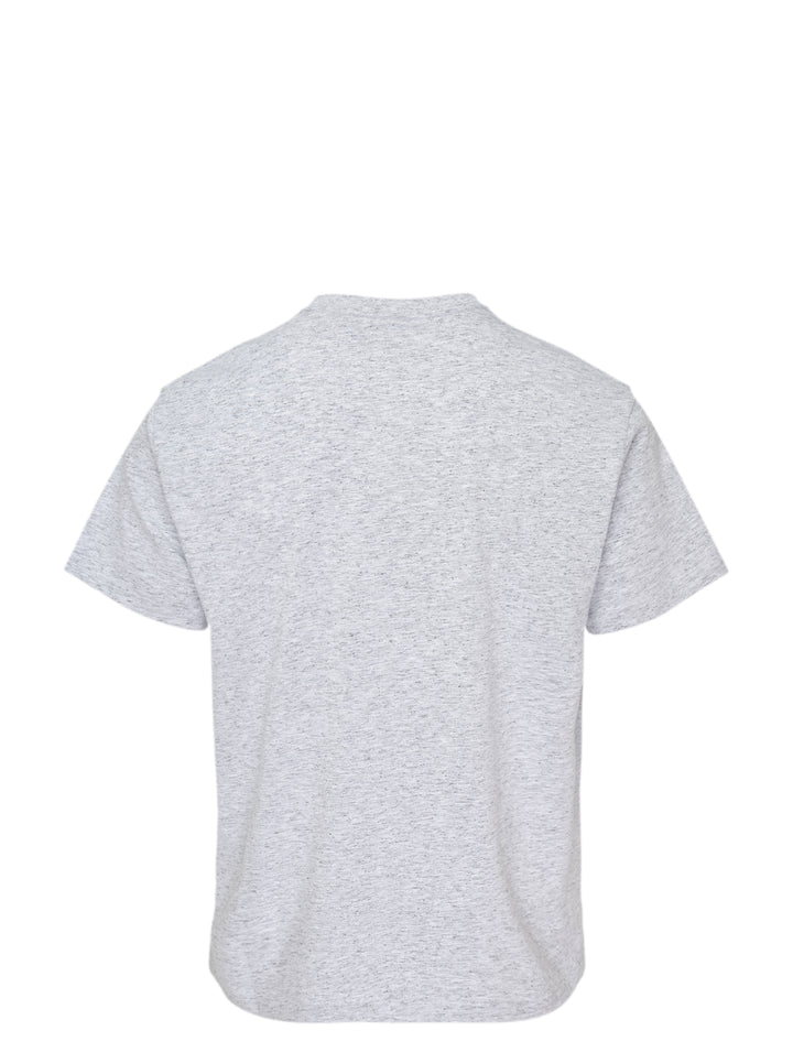 thisisneverthat Composition Tee in heathered grey, featuring a multi-colour collage typographic graphic print across the chest with circular badge motif and script logo detail - view 2