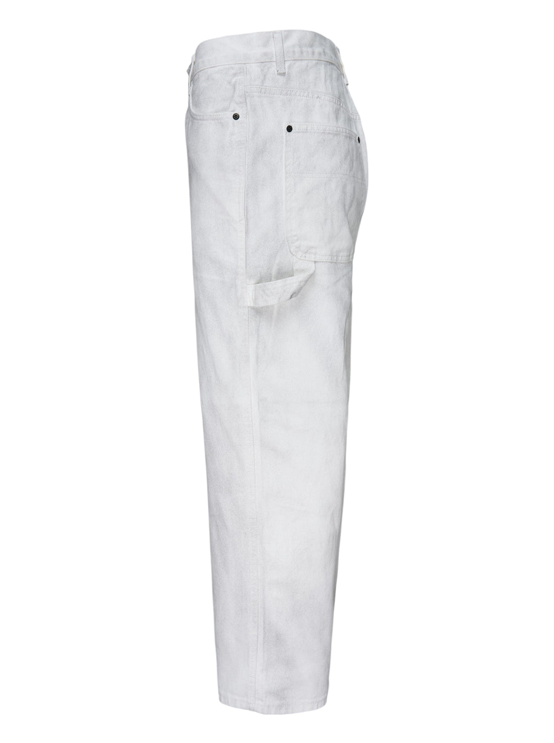 thisisneverthat Painter Pants in washed white with paint-worn finish, relaxed straight-leg silhouette, carpenter utility tab detail, and five-pocket construction — front view - view 3
