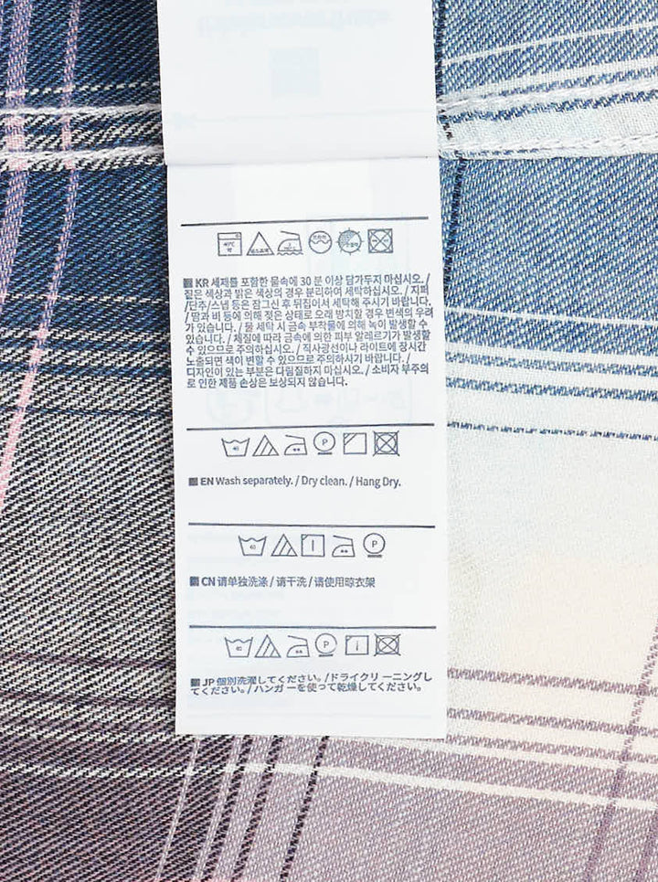 thisisneverthat Washed Check Long Sleeve Shirt in a large-scale pink, blue, grey, and white plaid pattern, displayed flat on a white background - view 3