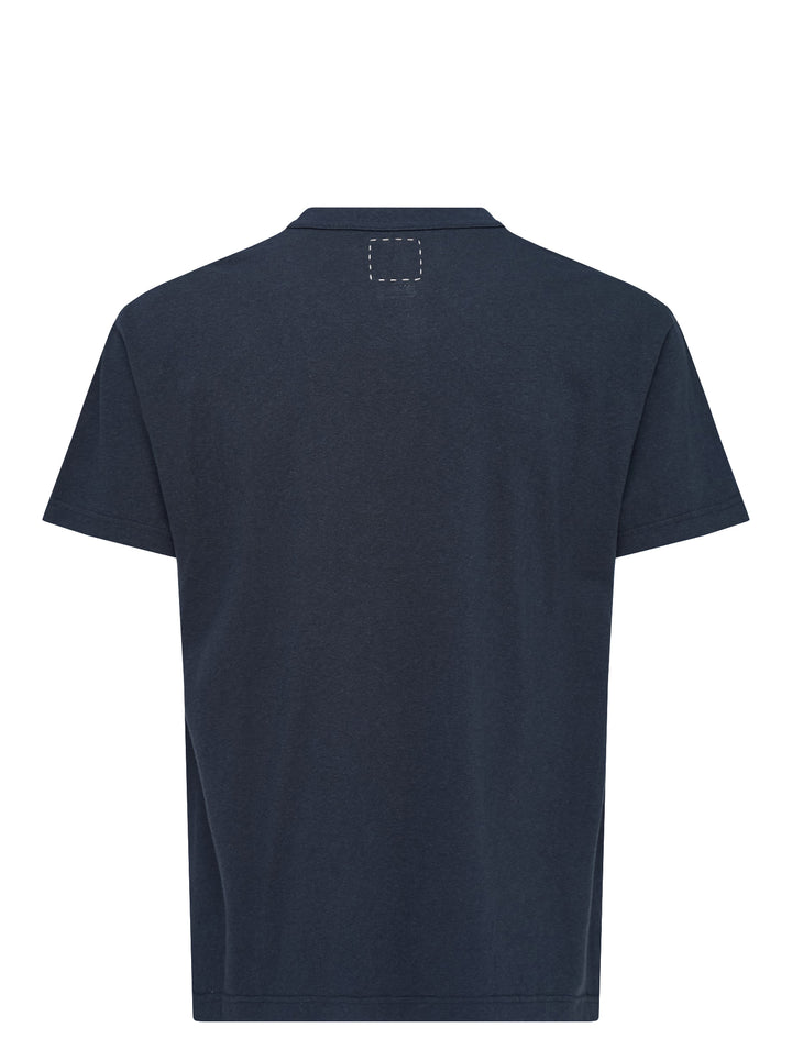 visvim Ultimate Jumbo II short sleeve tee in navy with crew neck and chest pocket, front view - view 2