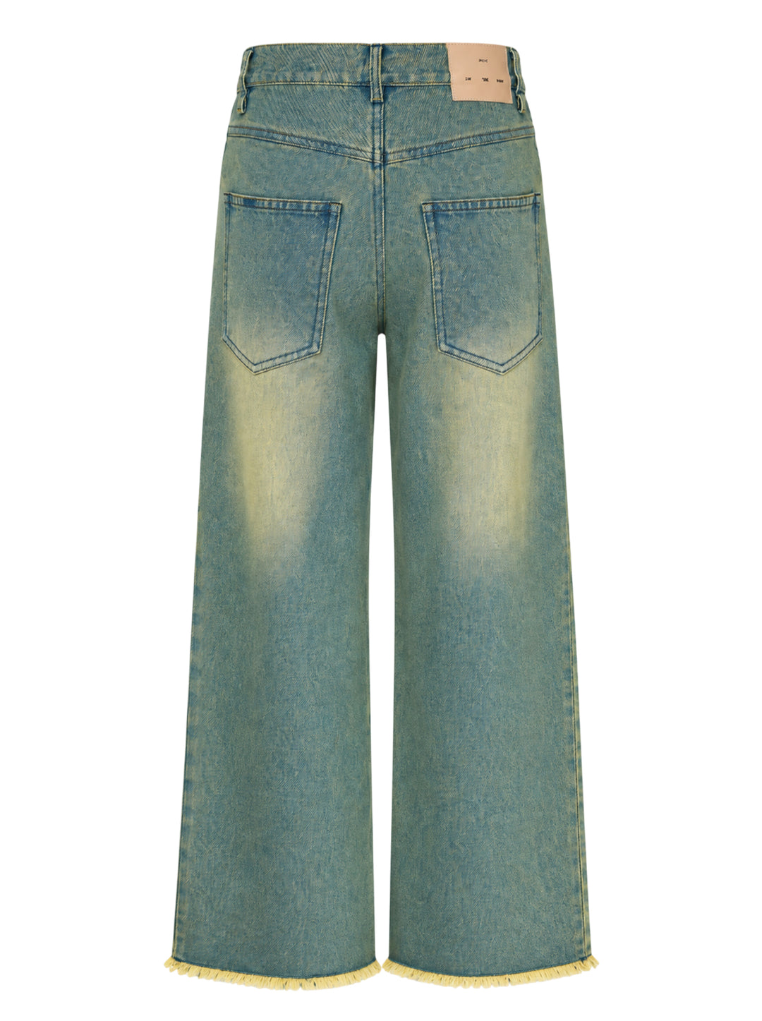 Song for the Mute boyfriend jeans in a faded blue-green vintage wash with wide legs, pleated waist and raw frayed hems - view 2