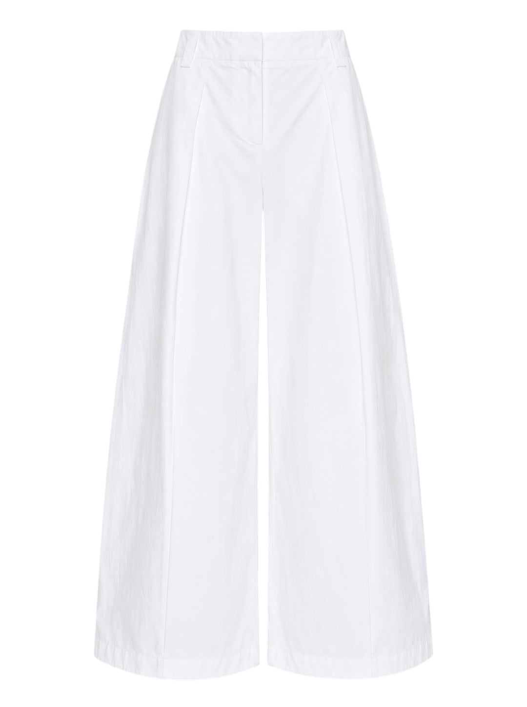 Jacquemus white wide-leg pleated trousers shown from the front against a plain white background