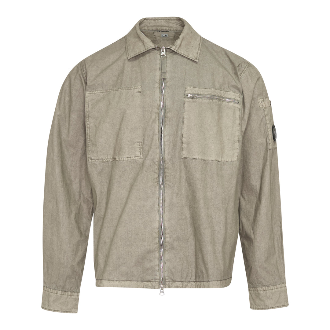 Cotton Resined Zip Overshirt
