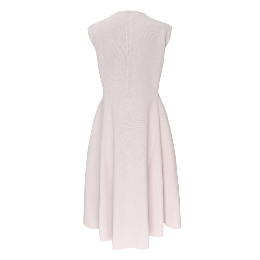 CFCL Milan Flare Long Vest Dress in blush, featuring a sleeveless structured bodice and full A-line midi skirt in textured knit fabric - view 2