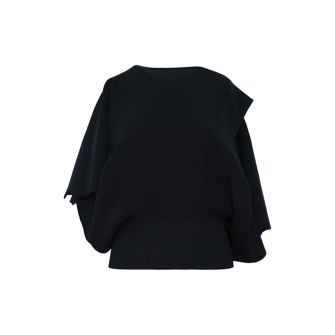 Pottery Crease Glitter Asymmetric Knit Top