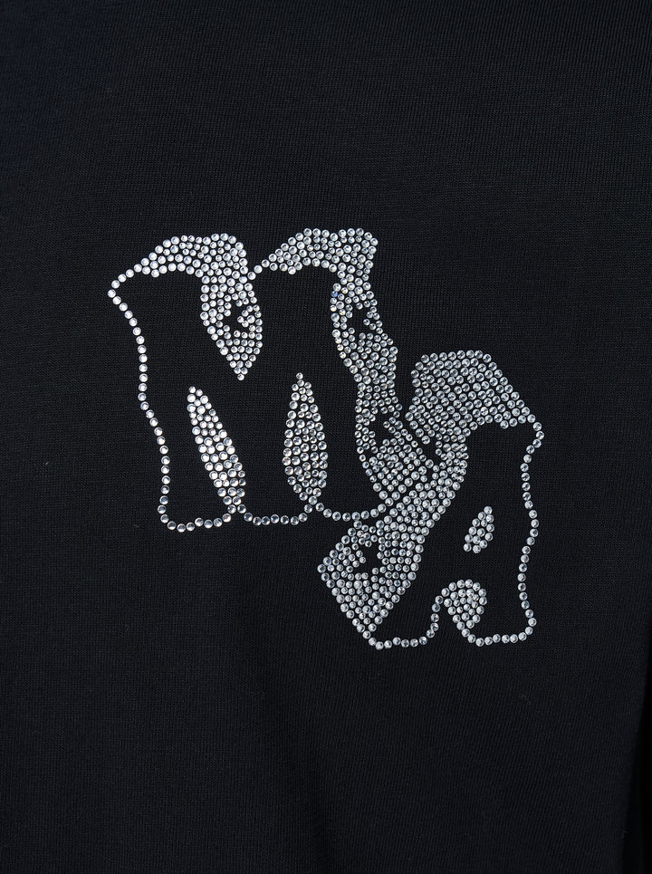 Amiri black short-sleeve tee with crystal-embellished MA block letter logo on the chest - view 3