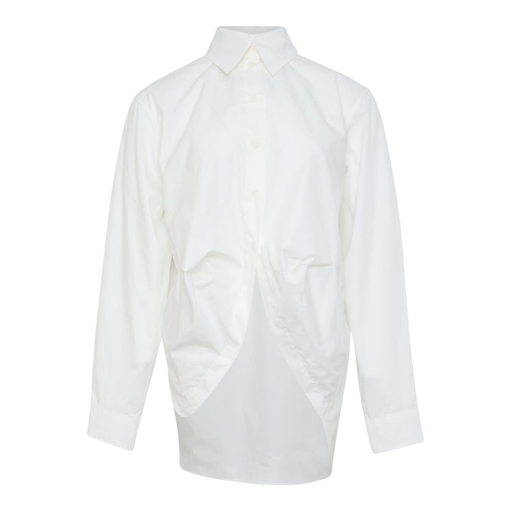 Cotton Poplin Draped Shirt