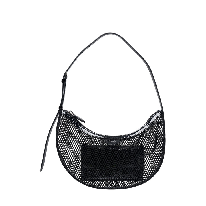 Demi Lune Net Patent Shoulder Bag