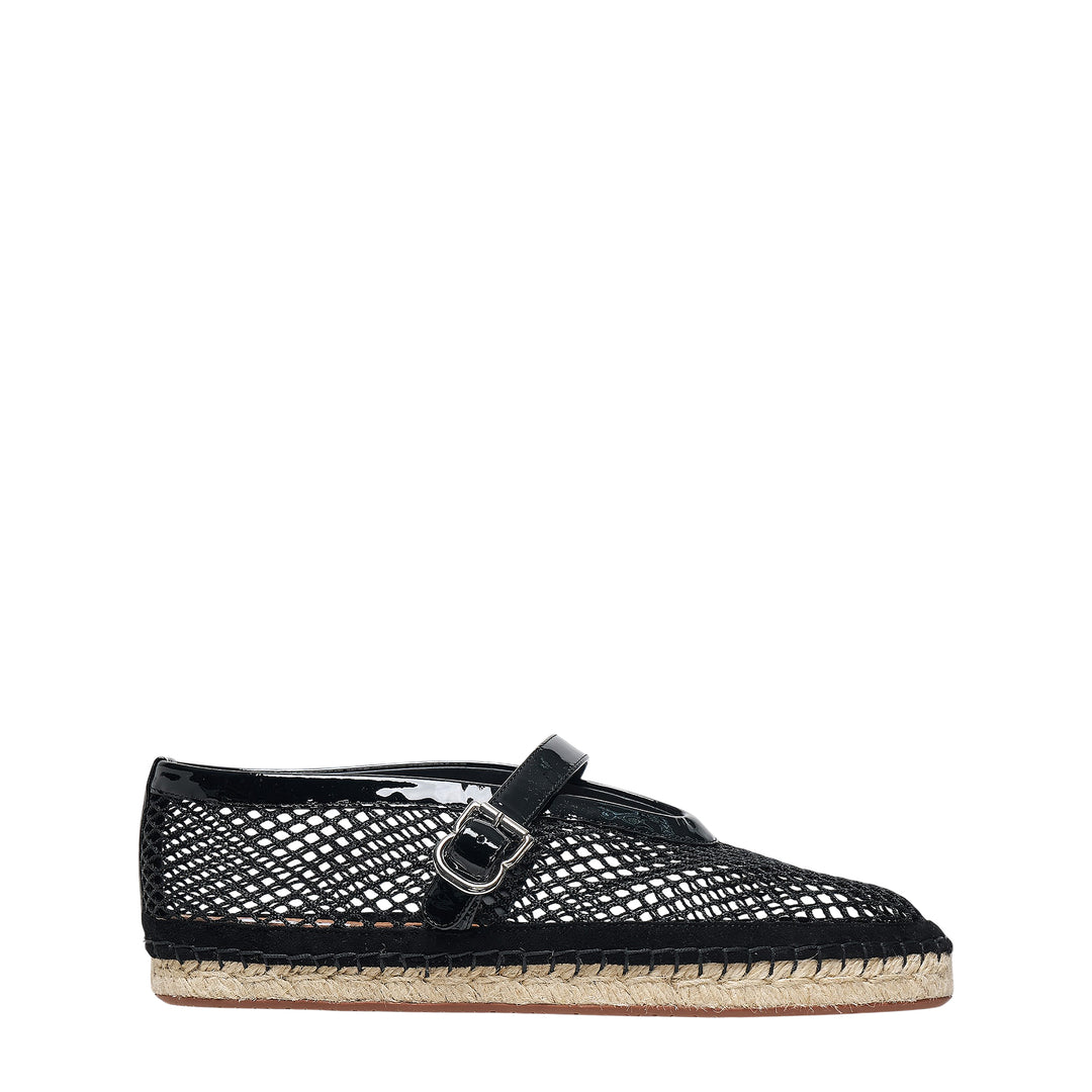 Fishnet Patent Espadrille Flats