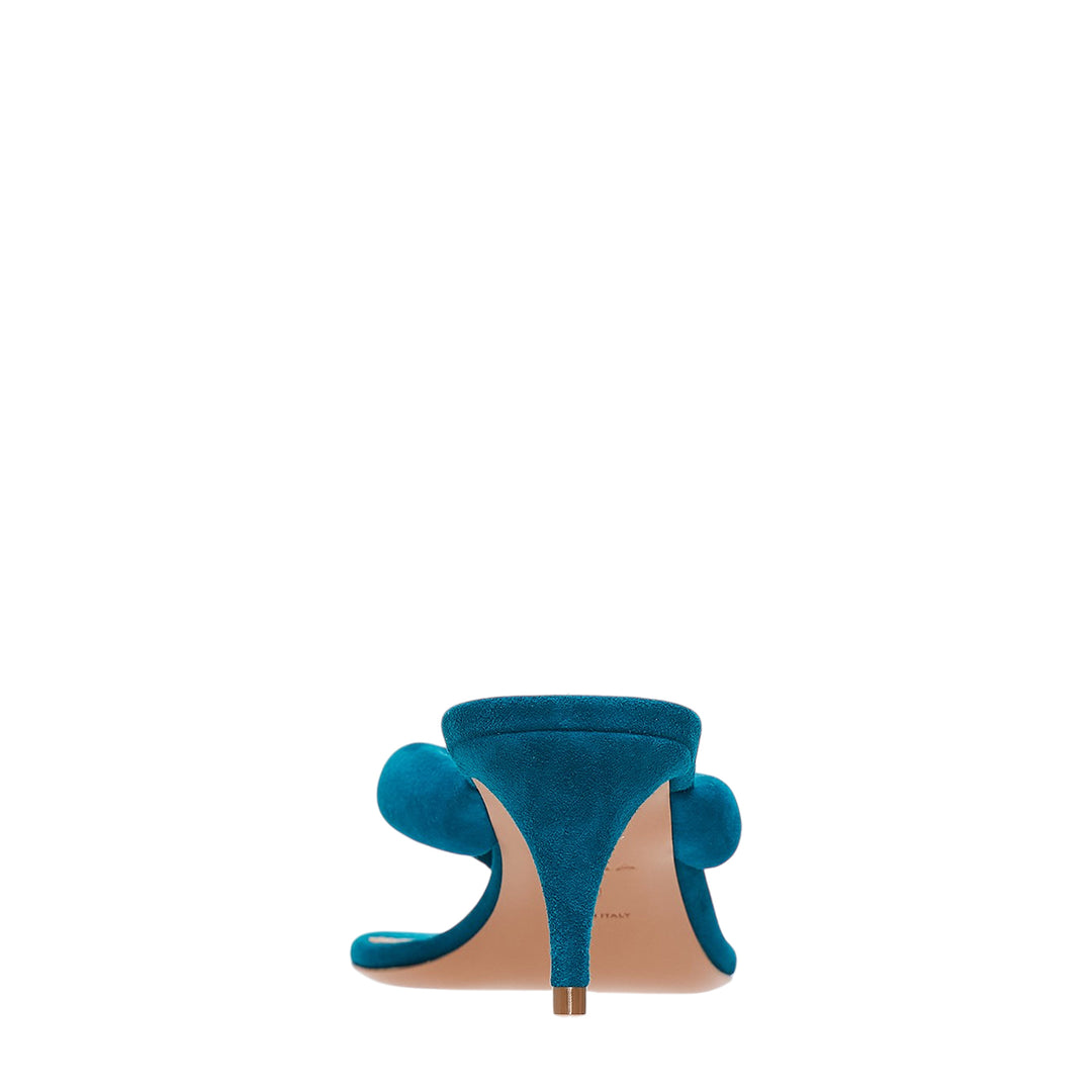 Padded Suede Thong Heeled Sandals