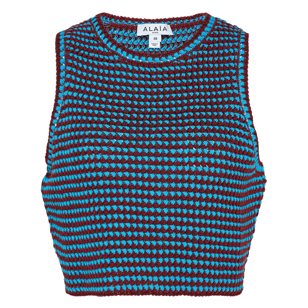 Striped Crochet Crop Tank Top