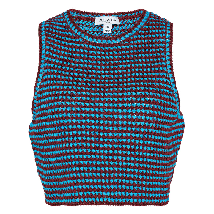 Striped Crochet Crop Tank Top