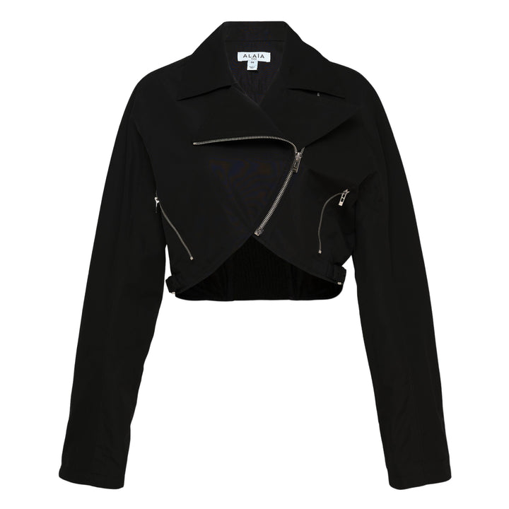 Cropped Biker Cotton Poplin Jacket