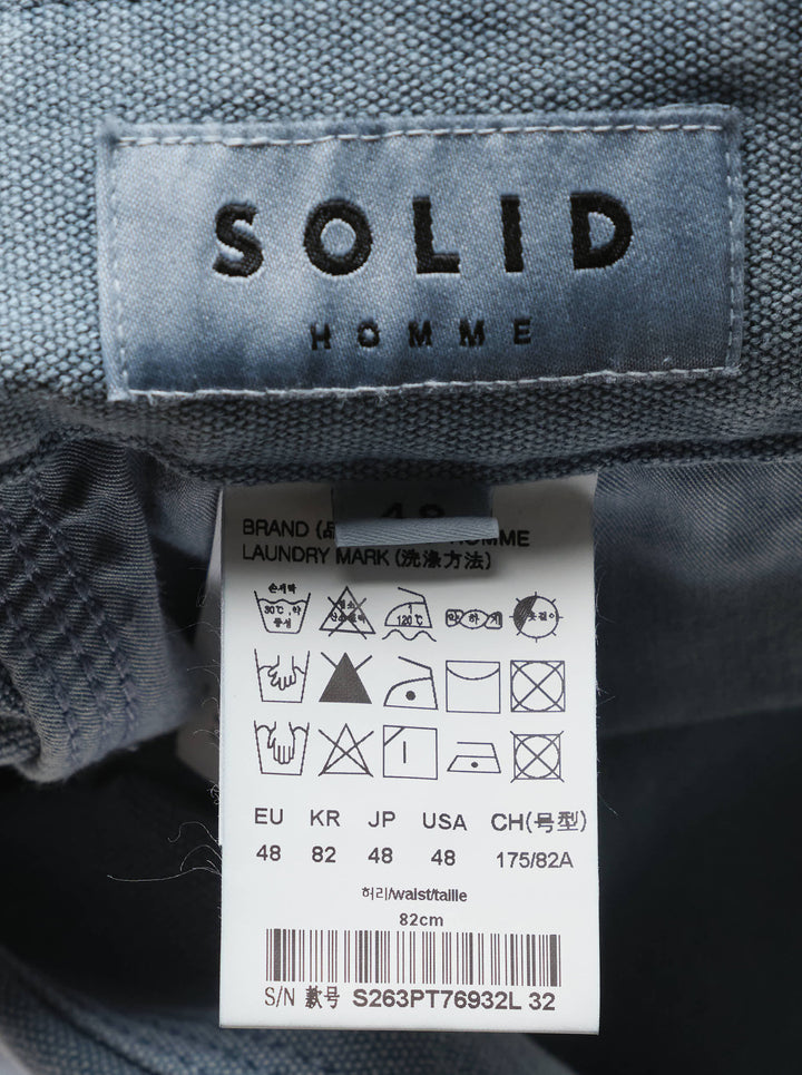 Solid Homme Straight Cut Washed Jeans in light blue stonewash denim, featuring a wide-leg silhouette, high-rise waist, and carpenter utility tab detail - view 3