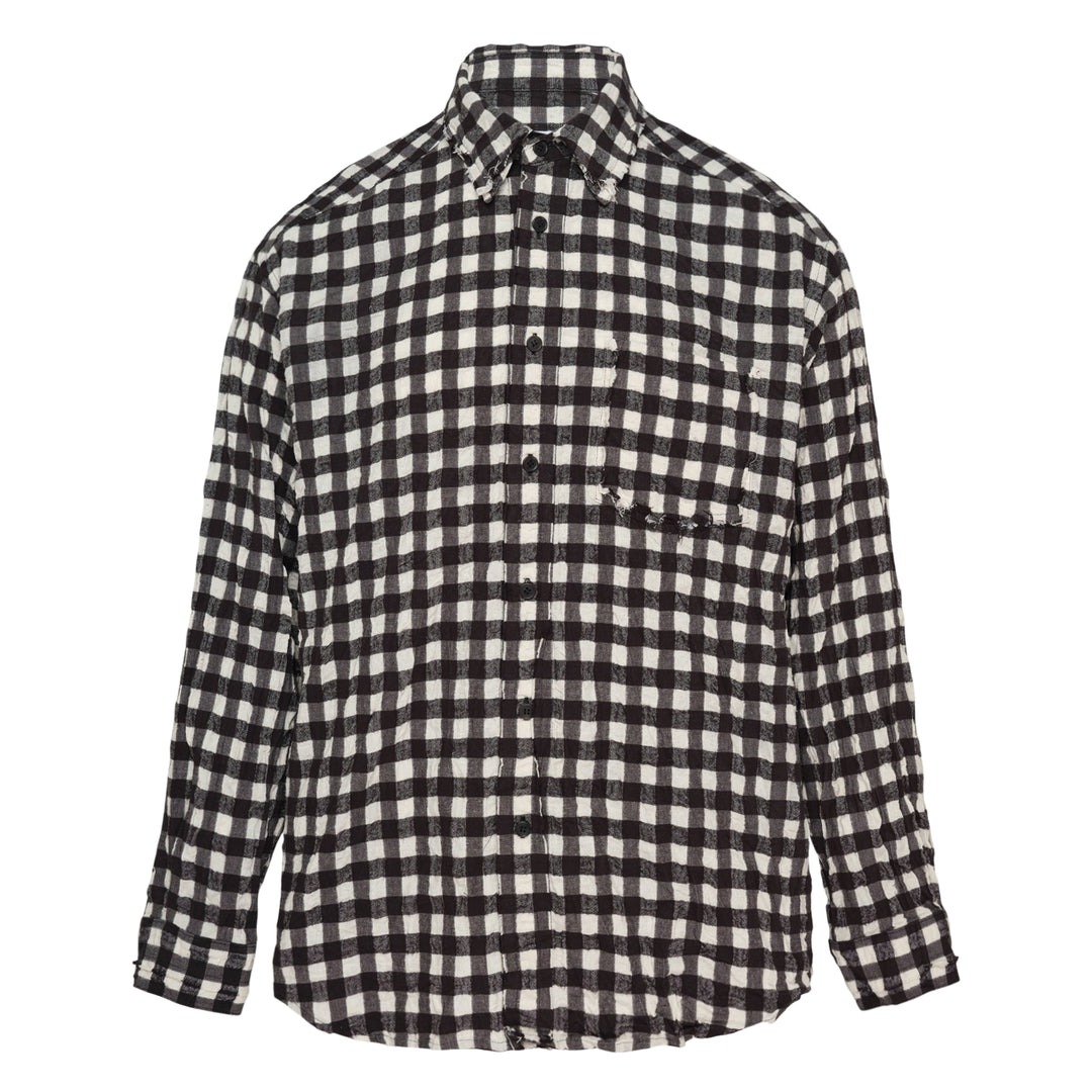 Long Sleeve Crinkled Check Shirt