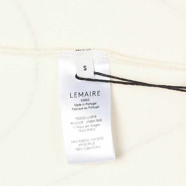 Lemaire Rib Jersey T-Shirt in warm taupe brown, featuring an oversized silhouette, dropped shoulders, and ribbed crew neckline, displayed flat on a white background