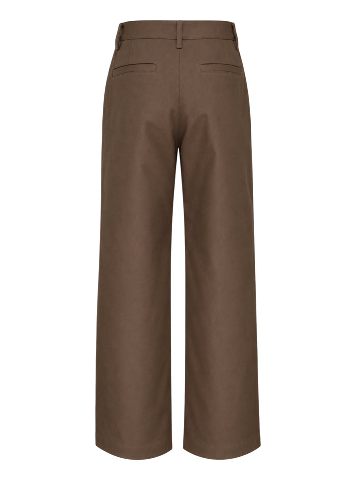 Lemaire straight-leg pants in brown heavy cotton twill, shown from the front - view 2