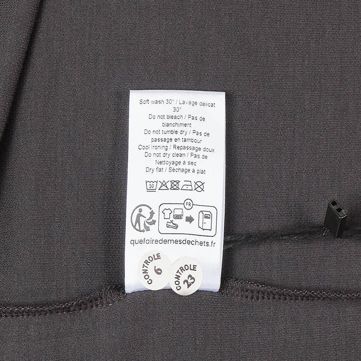 Lemaire Long Sleeve Foulard Top in charcoal grey, featuring a softly draped self-tie foulard collar and relaxed A-line silhouette, photographed flat on a white background