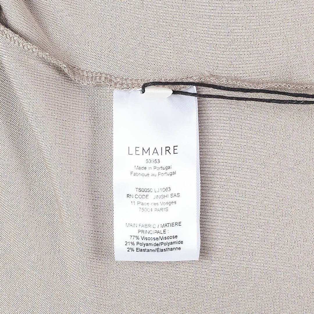 Lemaire Fitted High Neck Velvet Top in silver-grey crushed velvet, shown from the back, featuring a turtleneck collar and long fitted sleeves