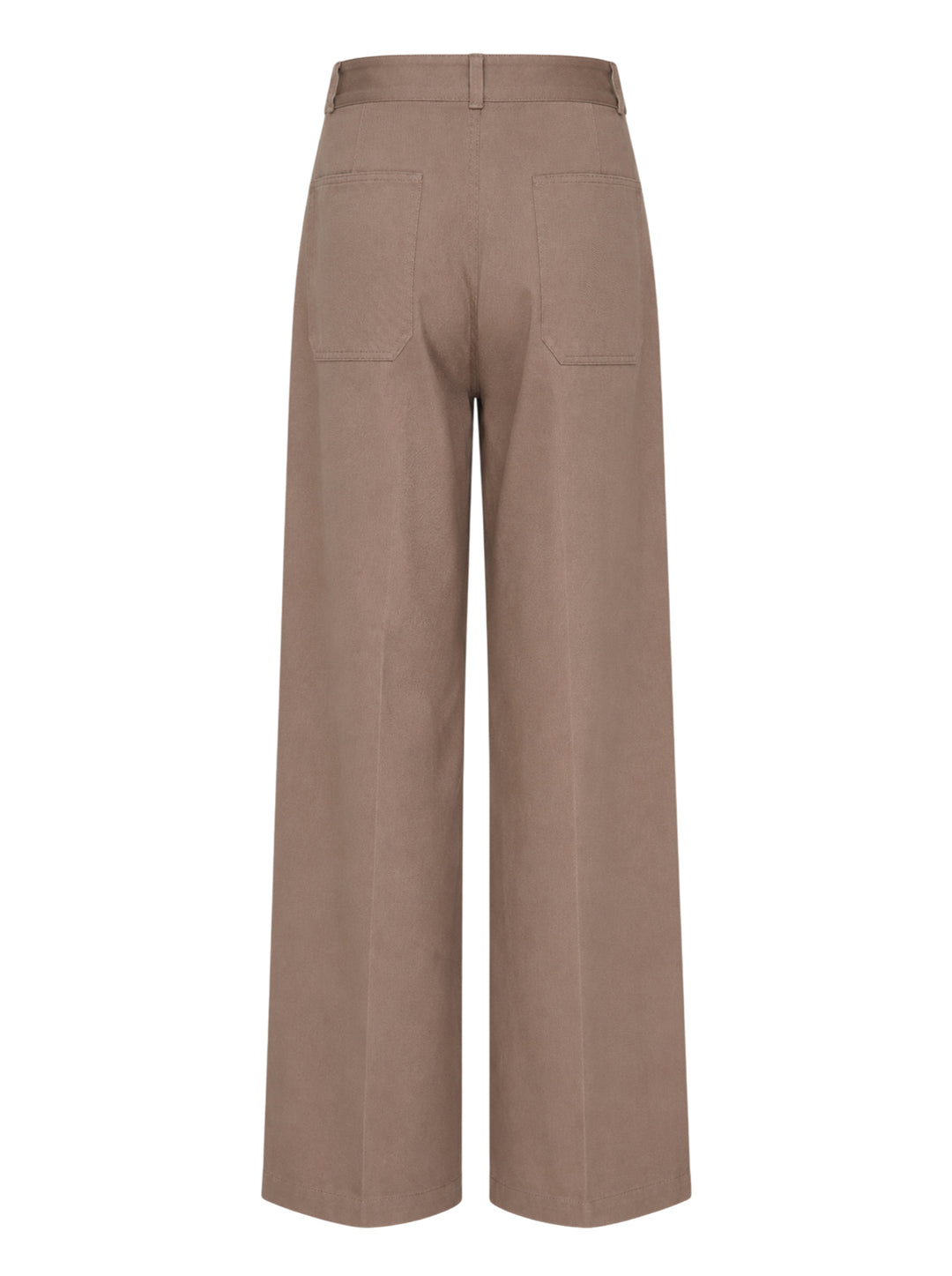 Lemaire Barrel Poly Cotton Pants in warm taupe, featuring a wide-leg silhouette, front pintuck seams, and a high-rise snap-button waistband - view 2