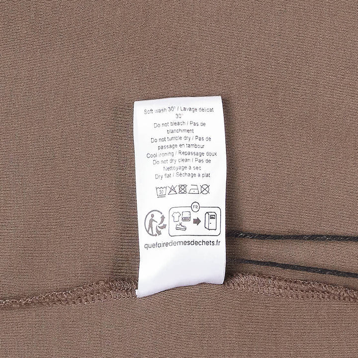 Lemaire U-Neck Rib Jersey Tee in warm taupe, featuring a scooped neckline, dropped shoulders, and boxy relaxed fit