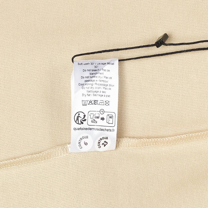 Lemaire Boxy Compact Cotton Tee in sand beige, featuring a relaxed oversized silhouette, crew neckline, and a single topstitched chest patch pocket