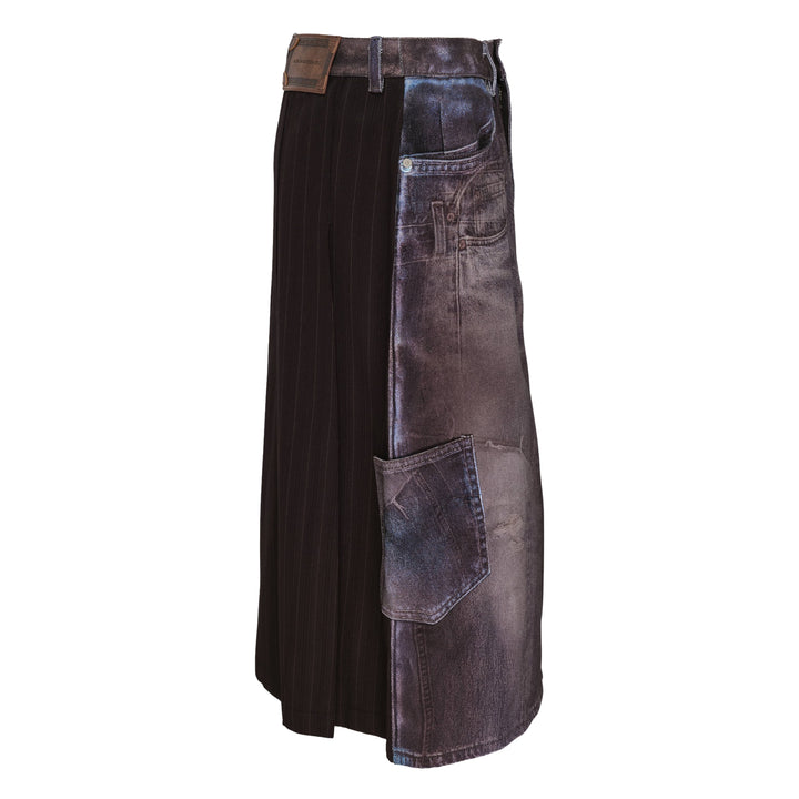 Illusion Patchwork Denim Skirt