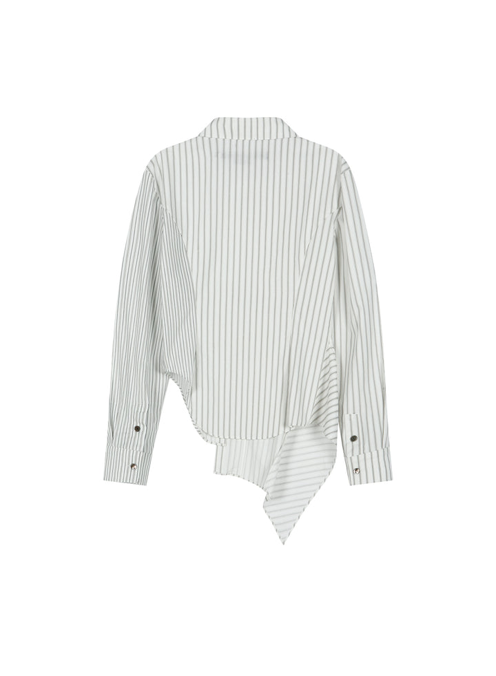 Asymmetric Studded Stripe Shirt