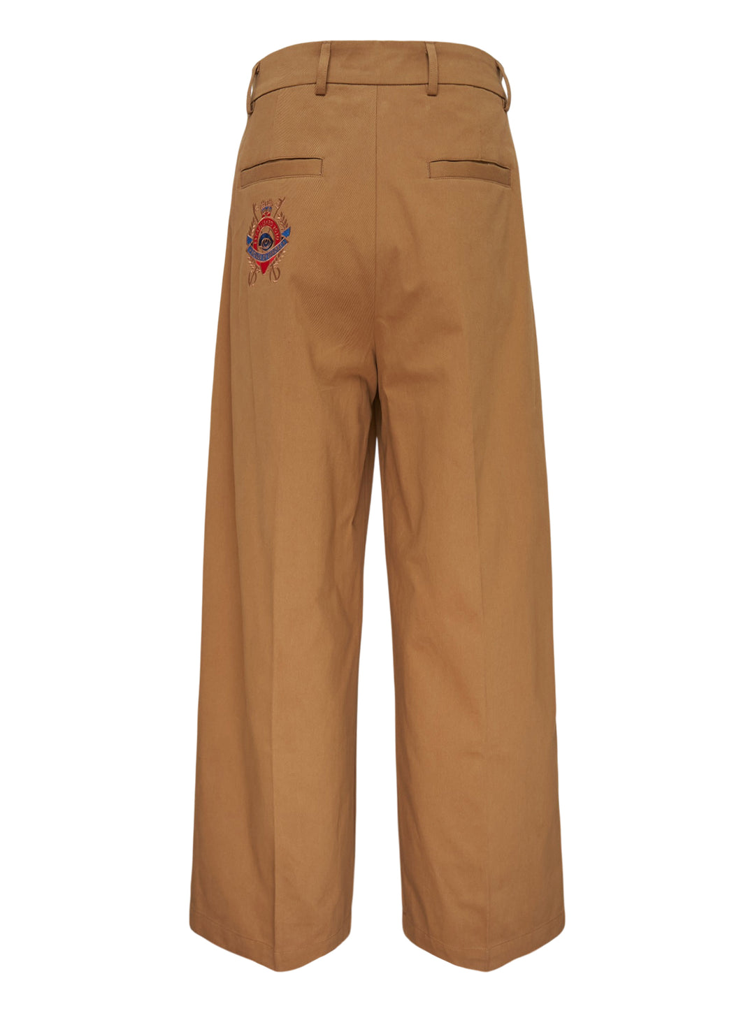 House of Errors pleated wide-leg trousers in camel brown, shown front-on with double front pleats and a high-rise waist - view 2