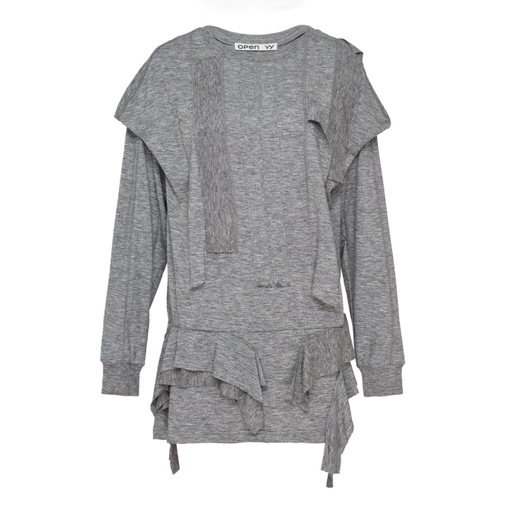Raw Cut Ruffle Dress Top