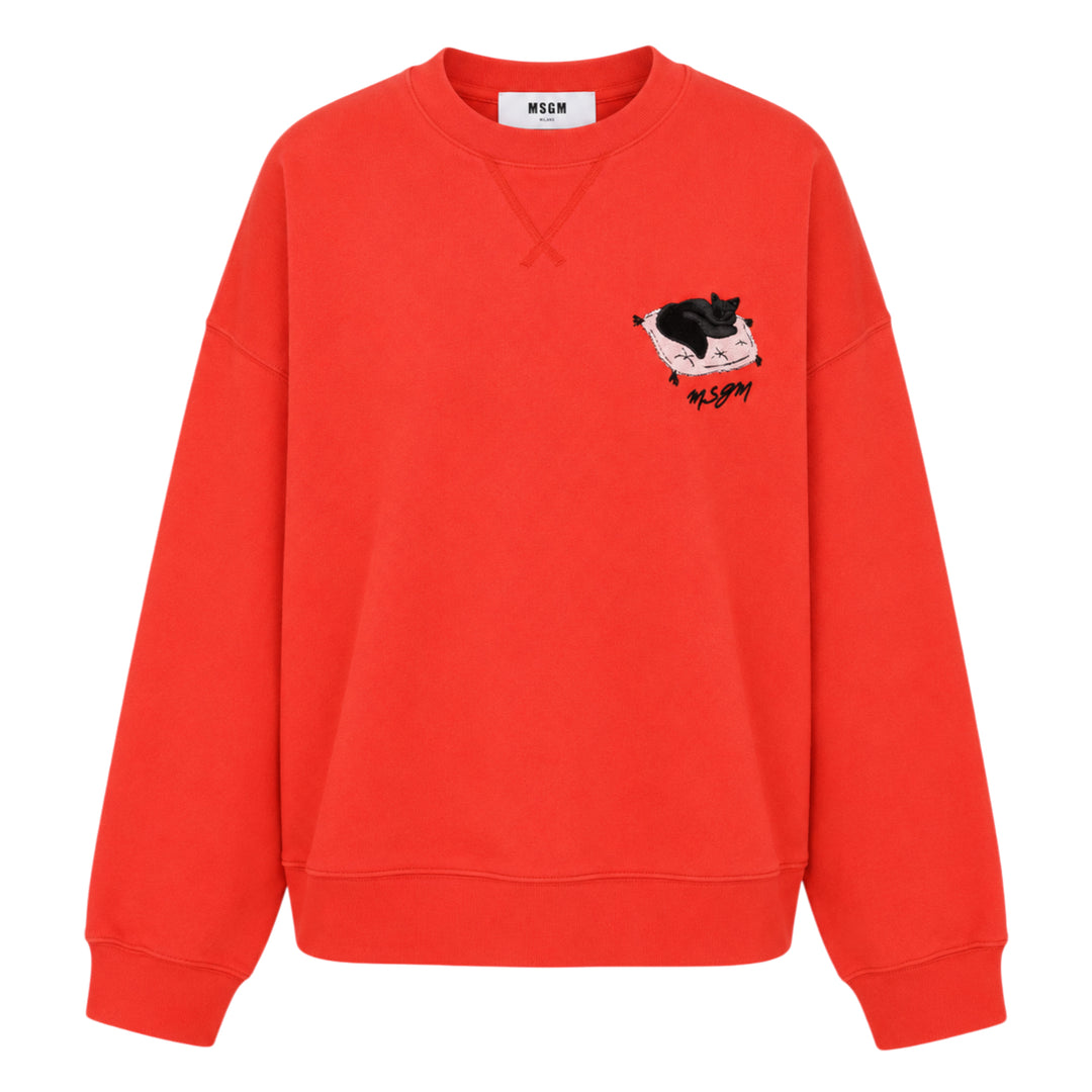 Sleeping Cat Embroidery Sweatshirt