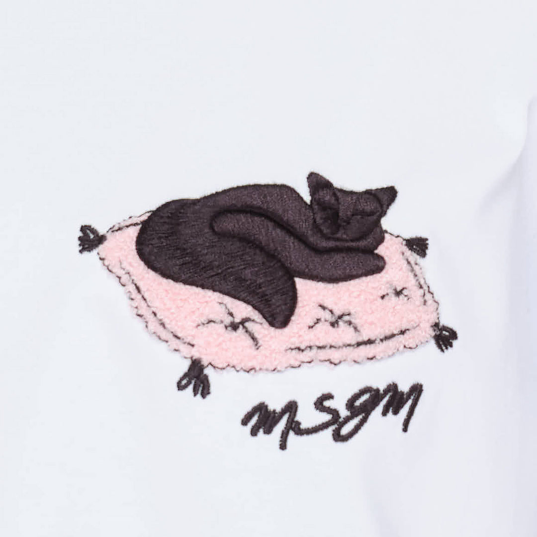 Sleeping Cat Embroidery Tee