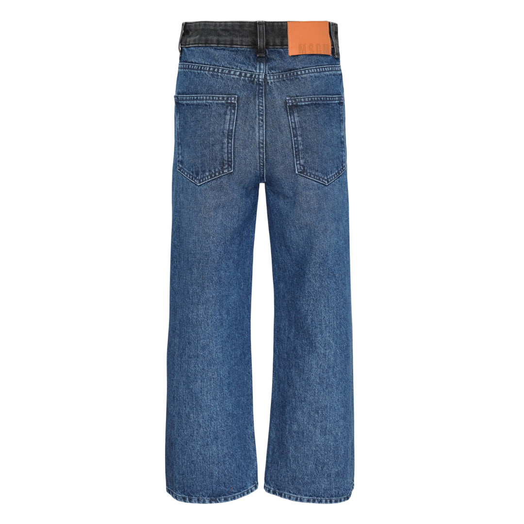 Contrast Waistband Straight Leg Jeans