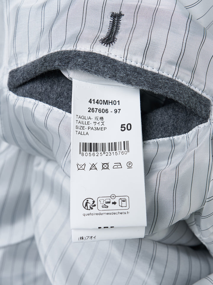 MSGM Raglan Wool Jacket in heather grey, featuring a button-through front, spread collar, raglan sleeves, and patch pocket, displayed on a white background - view 3