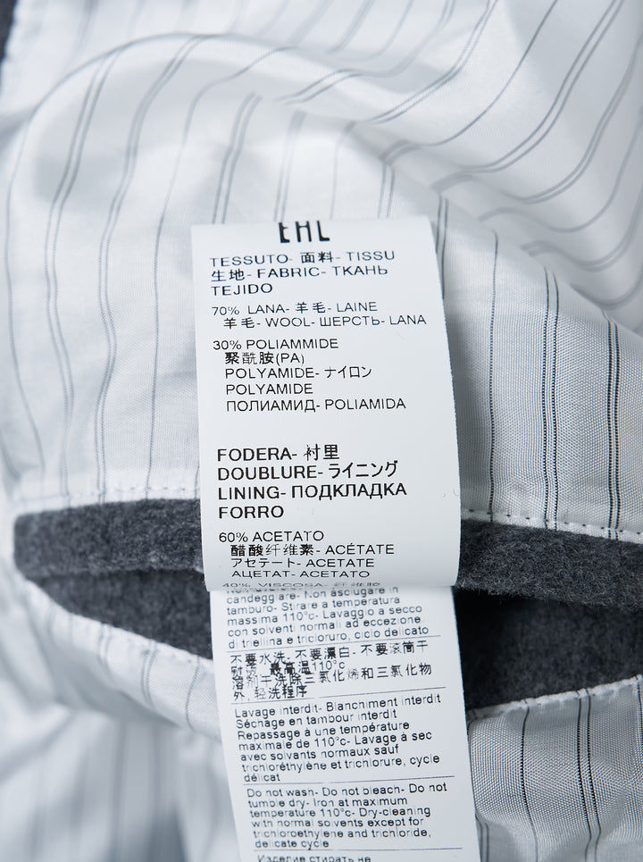 MSGM Raglan Wool Jacket in heather grey, featuring a button-through front, spread collar, raglan sleeves, and patch pocket, displayed on a white background - view 4