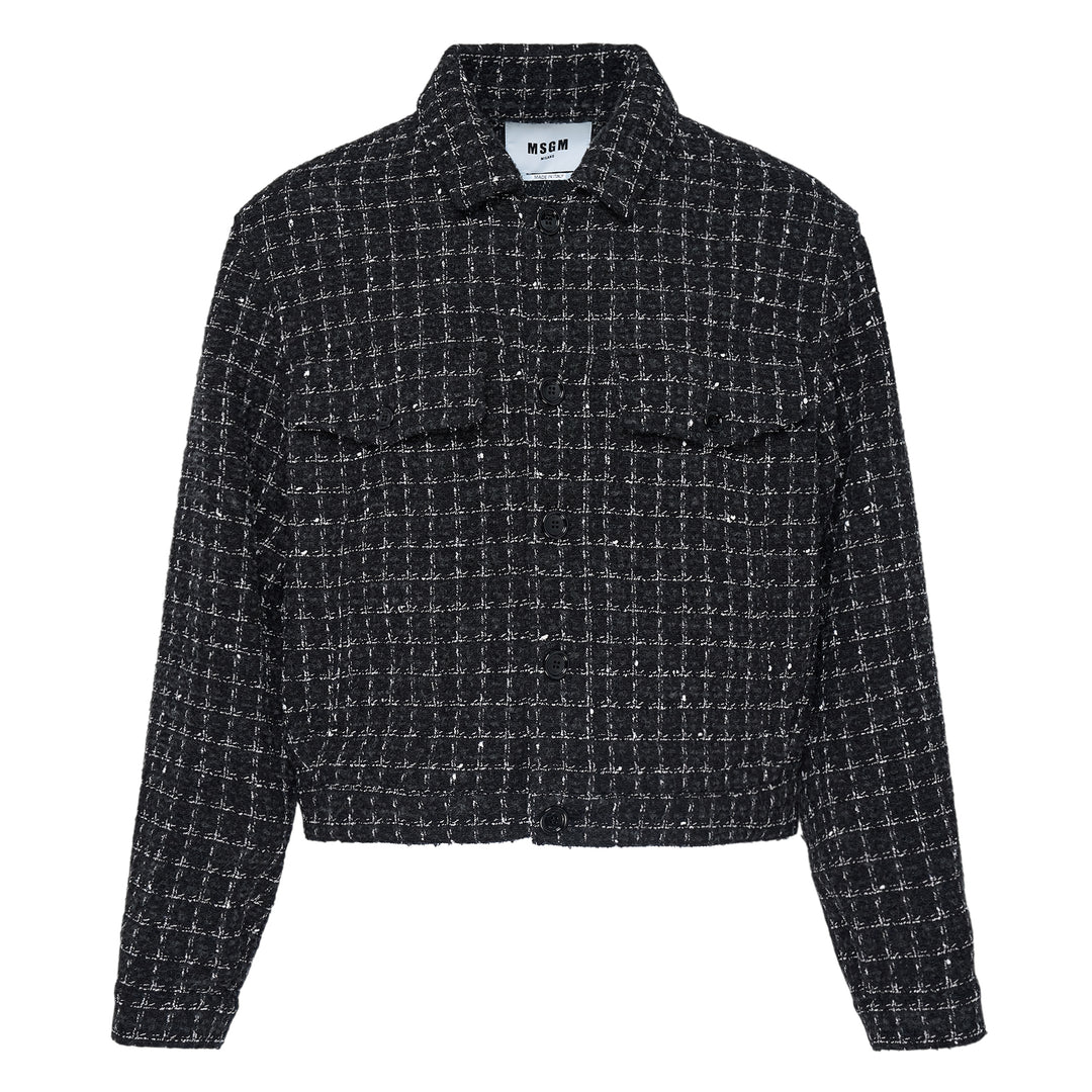 Checkered Tweed Blouson Jacket