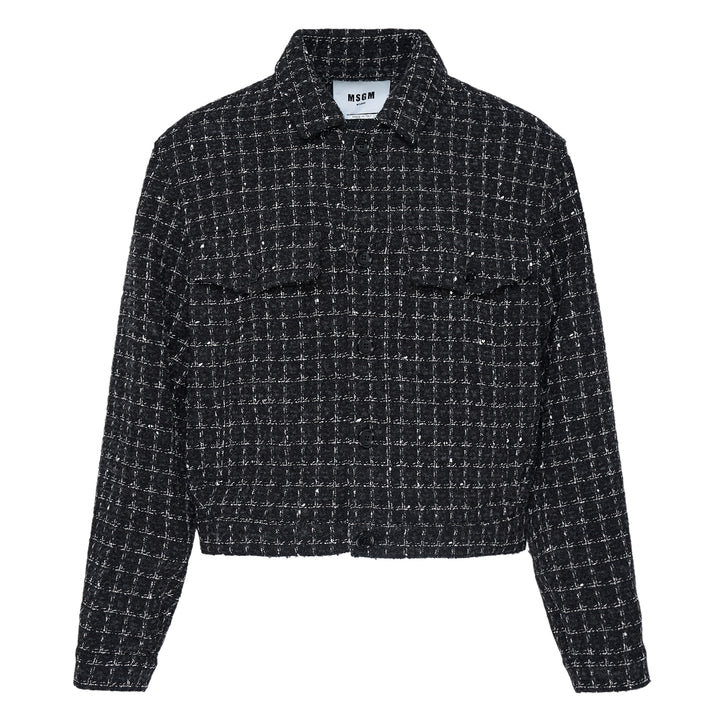 Checkered Tweed Blouson Jacket