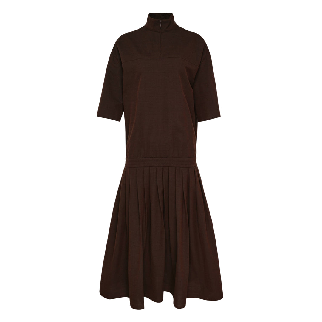 Wool Shirting Drop-Waist Dress