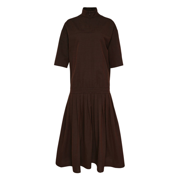 Wool Shirting Drop-Waist Dress