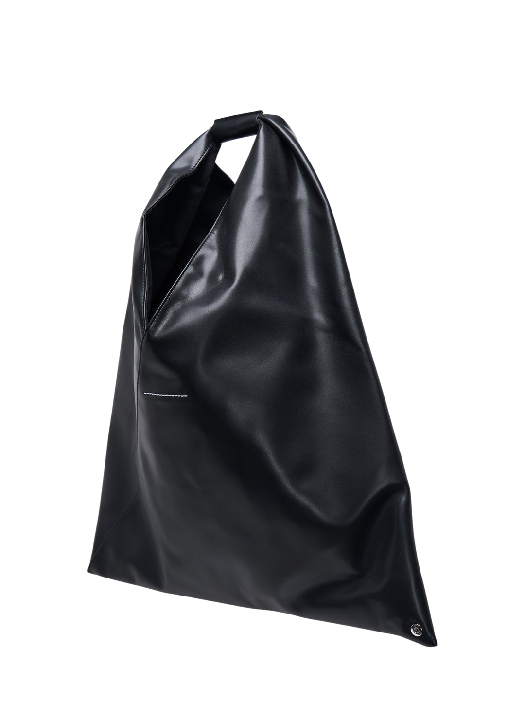 MM6 Maison Margiela Classic Japanese black triangular tote bag with colourful sticker graphics and a single top handle - view 2