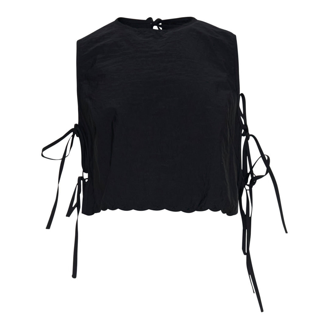 Embroidered Taffeta Lace-Up Top