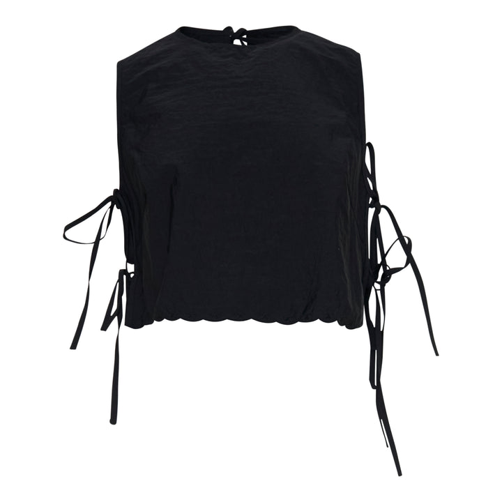 Embroidered Taffeta Lace-Up Top