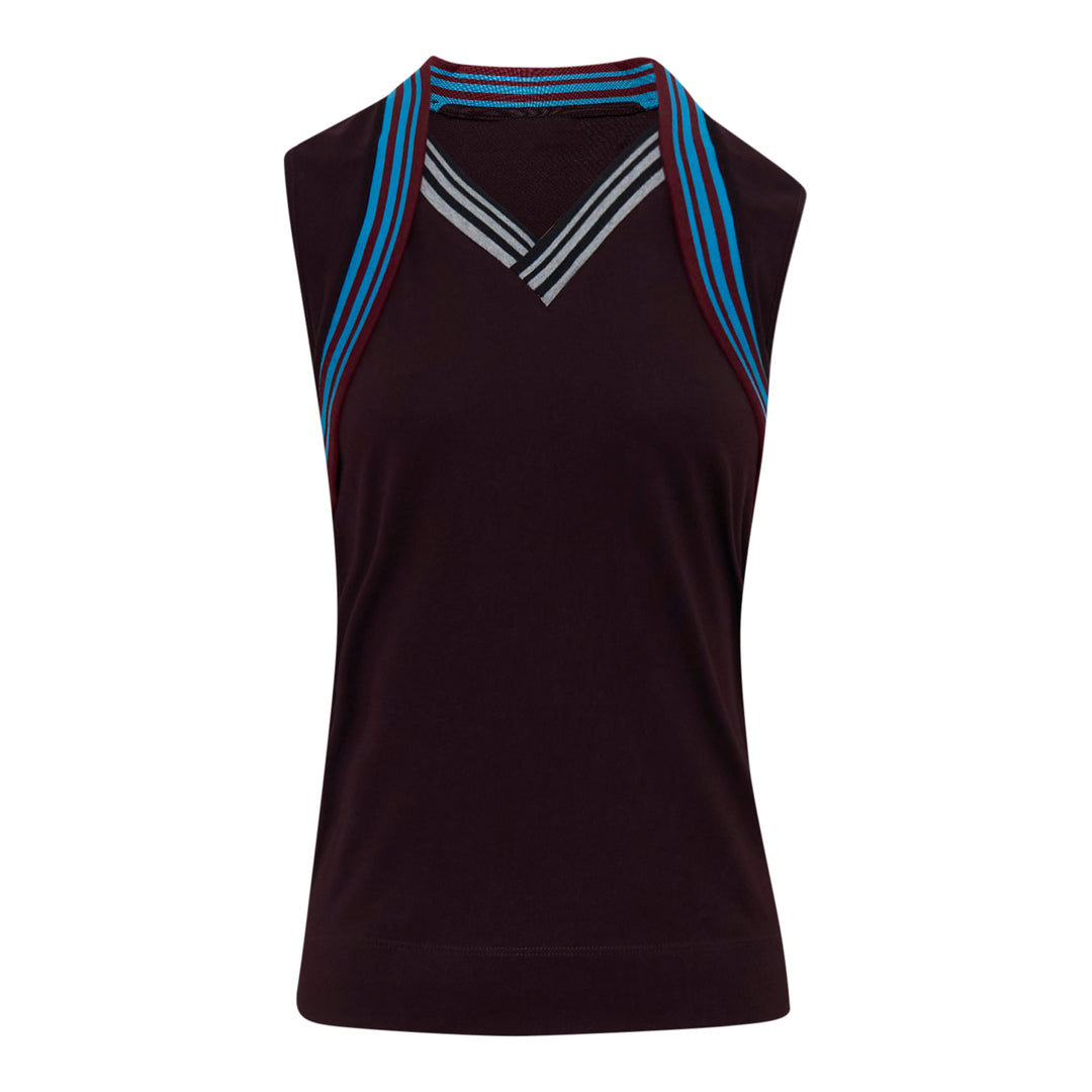 Contrast Stripe Heart Neck Tank